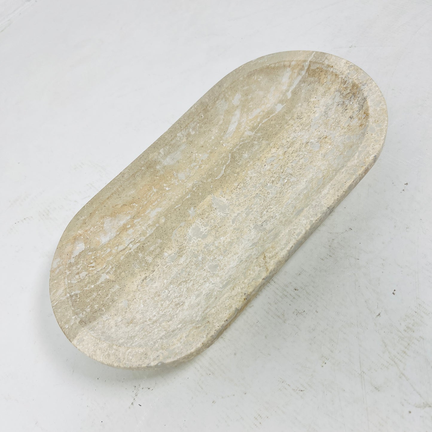 Travertine Oval Stroked Tray