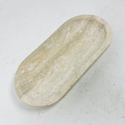 Travertine Oval Stroked Tray