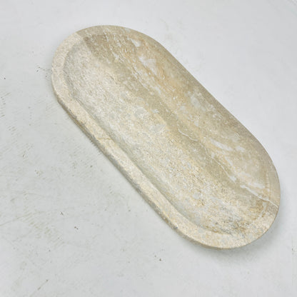 Travertine Oval Stroked Tray