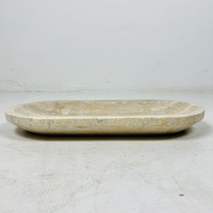 Travertine Oval Stroked Tray