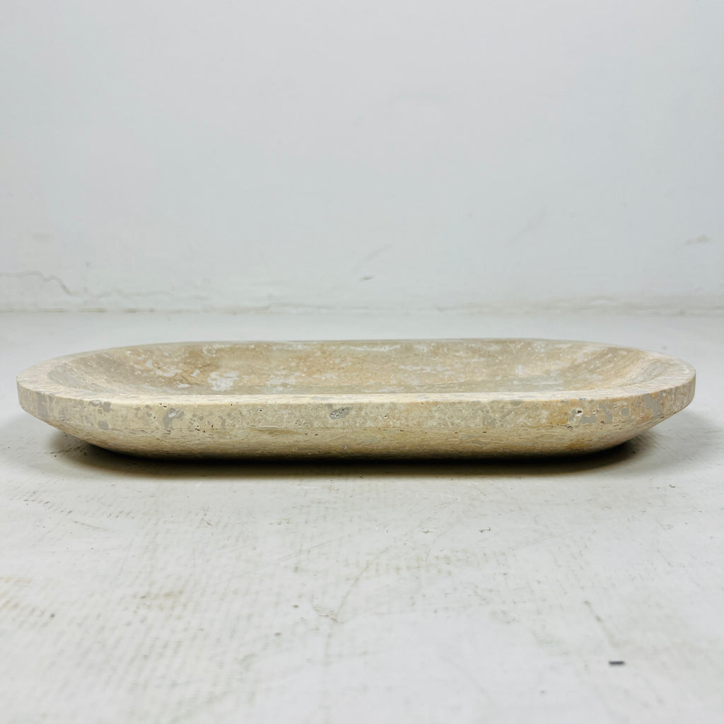 Travertine Oval Stroked Tray