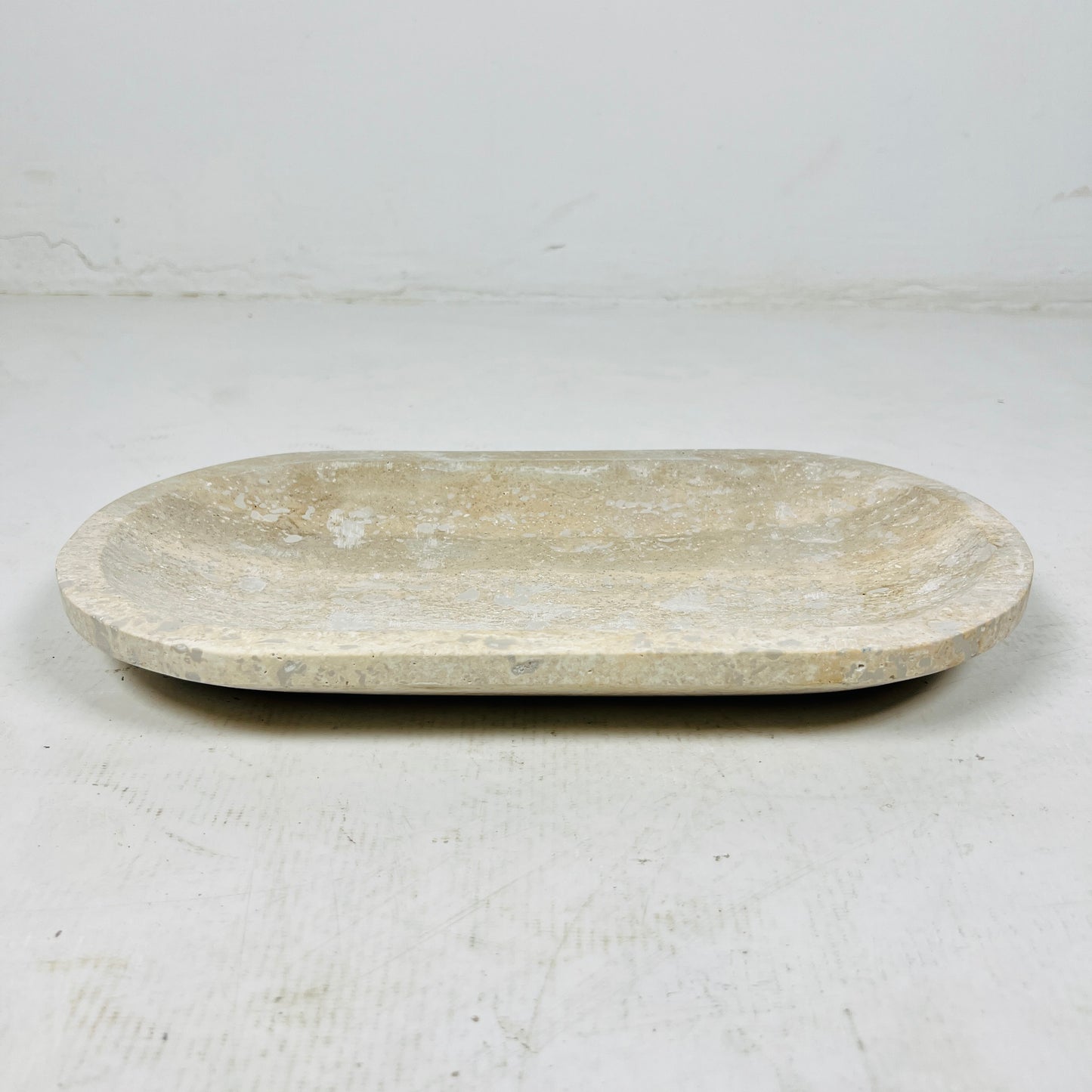 Travertine Oval Stroked Tray