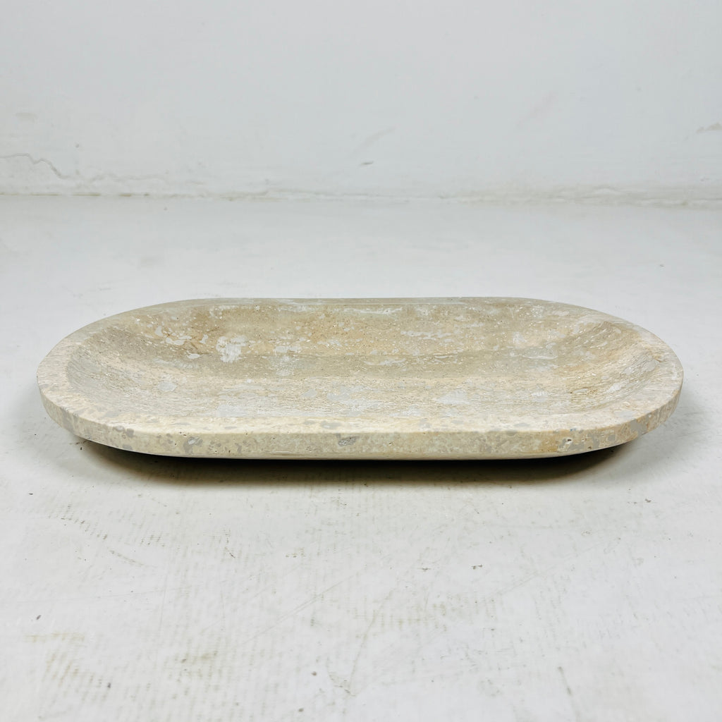 Travertine Oval Stroked Tray