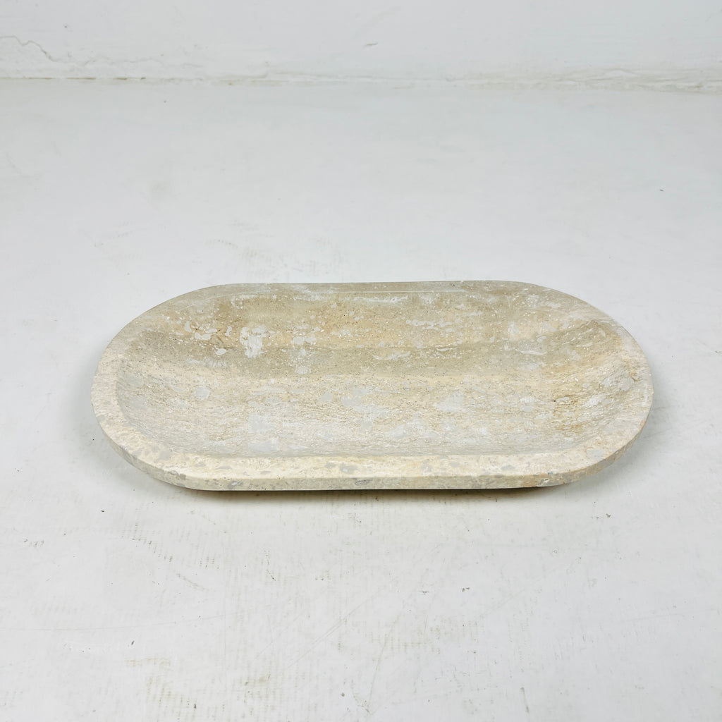 Travertine Oval Stroked Tray