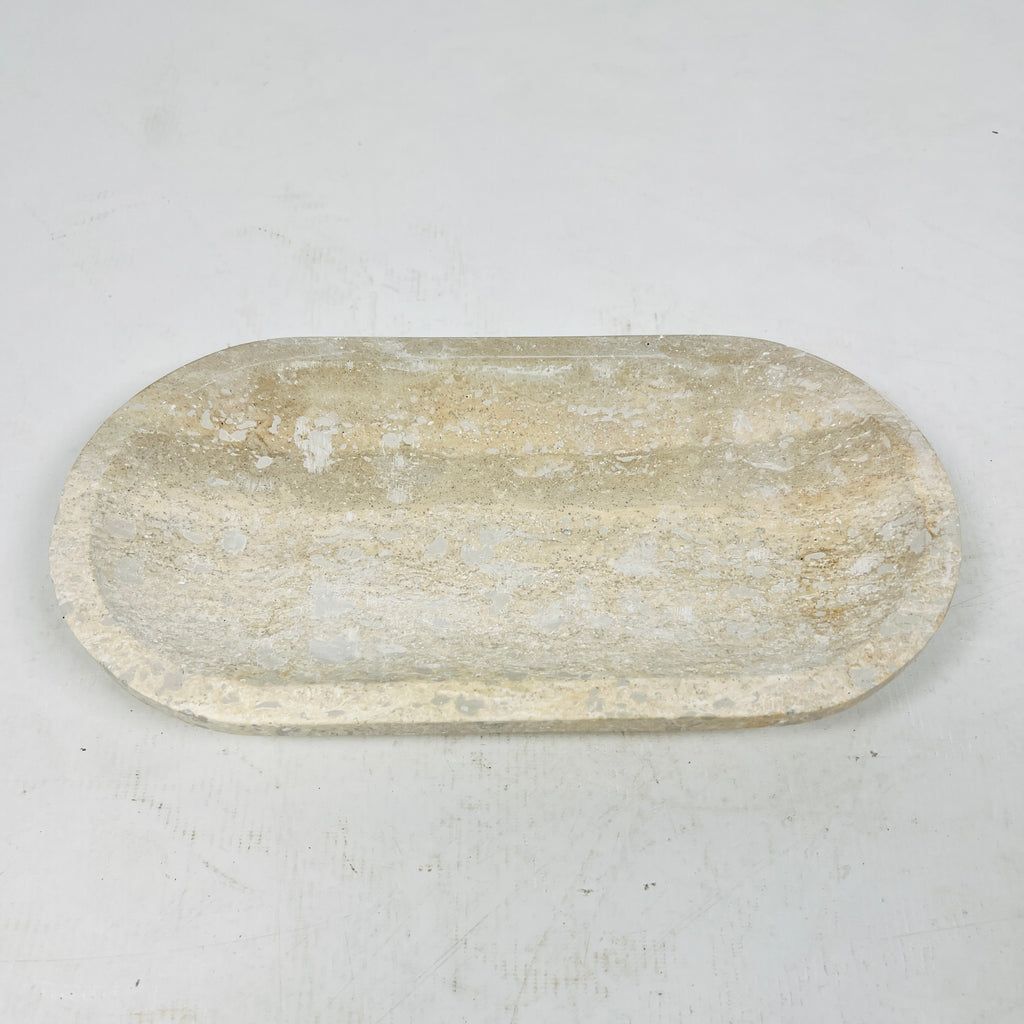 Travertine Oval Stroked Tray