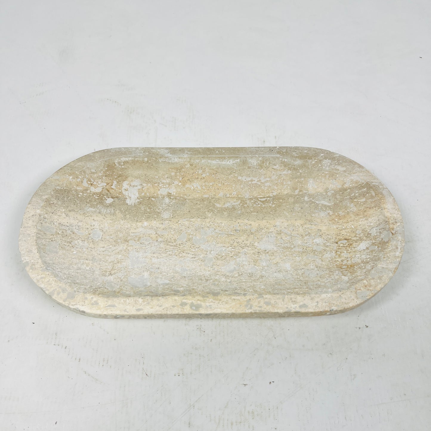 Travertine Oval Stroked Tray