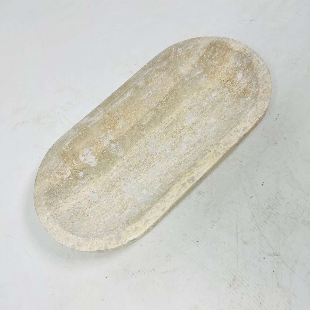 Travertine Oval Stroked Tray