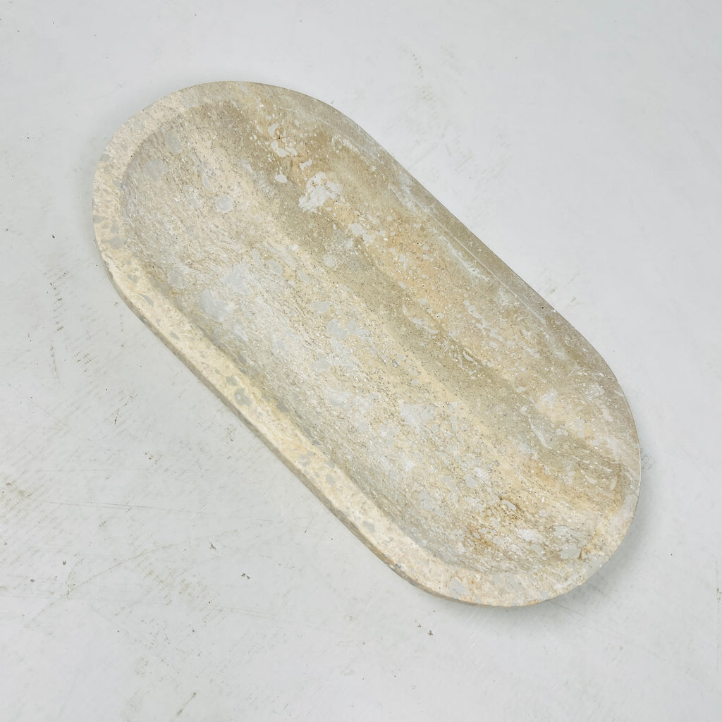 Travertine Oval Stroked Tray