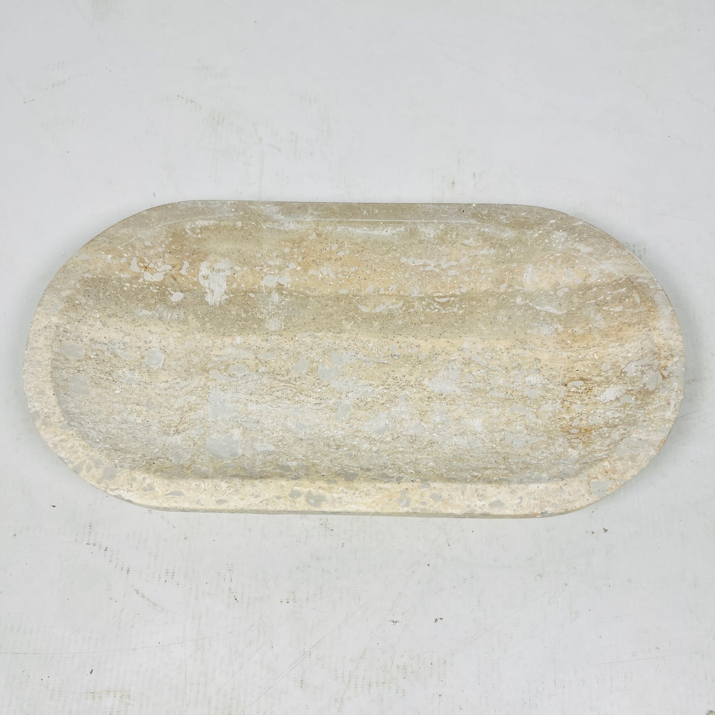 Travertine Oval Stroked Tray