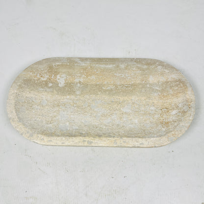 Travertine Oval Stroked Tray
