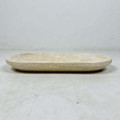 Travertine Oval Stroked Tray