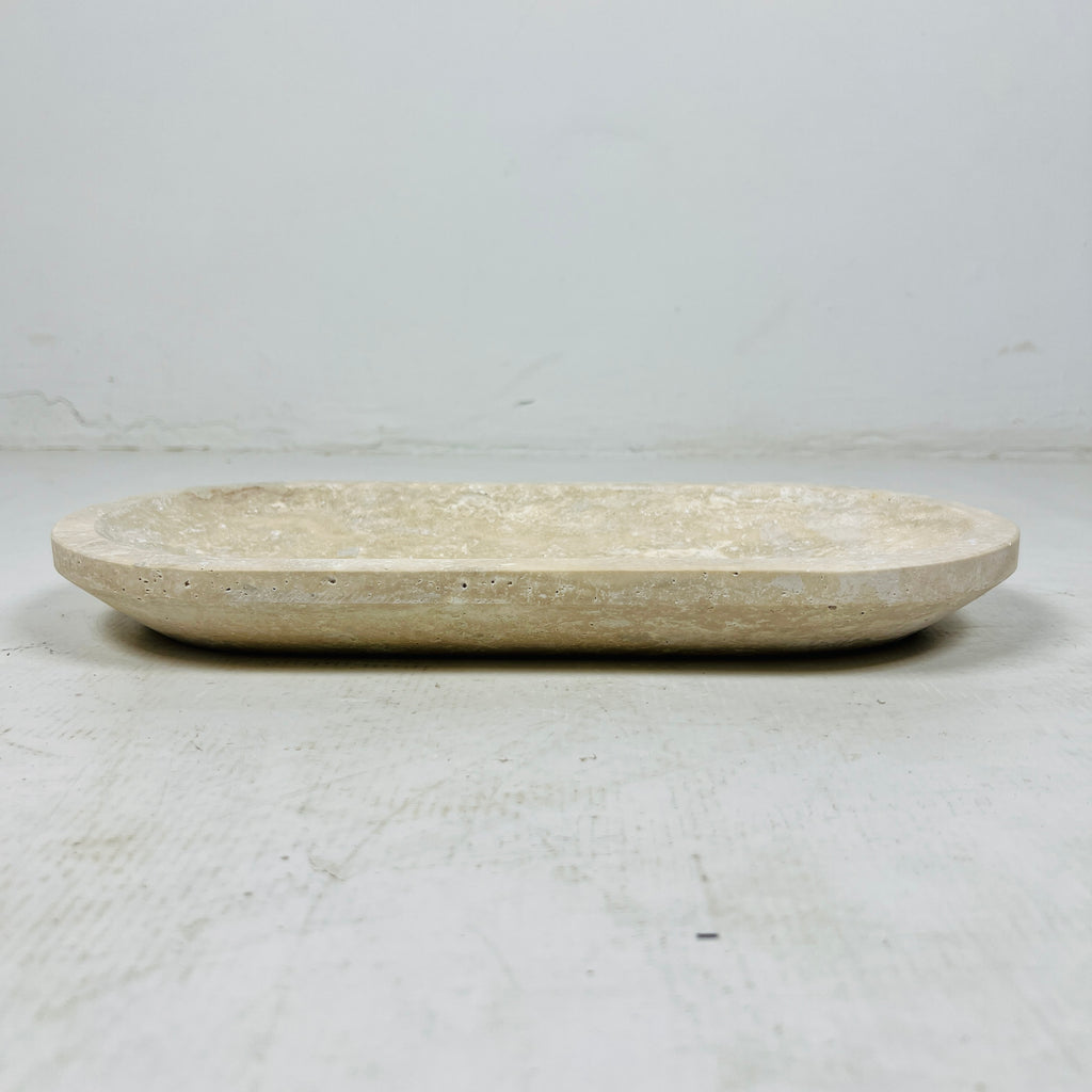 Travertine Oval Stroked Tray