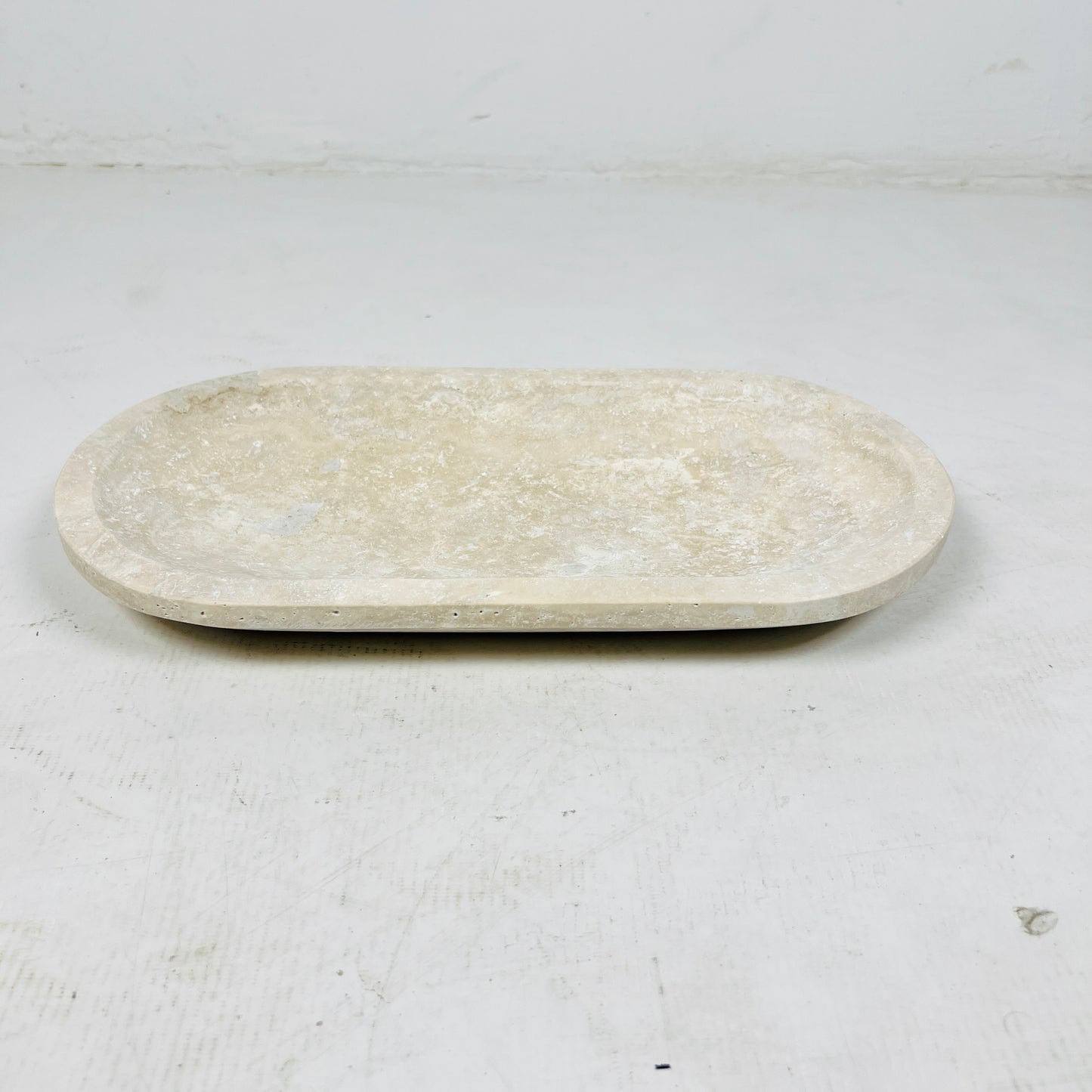 Travertine Oval Stroked Tray