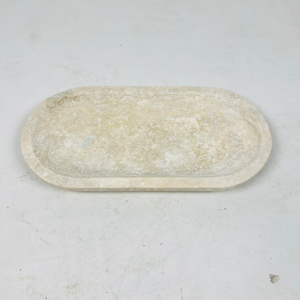 Travertine Oval Stroked Tray