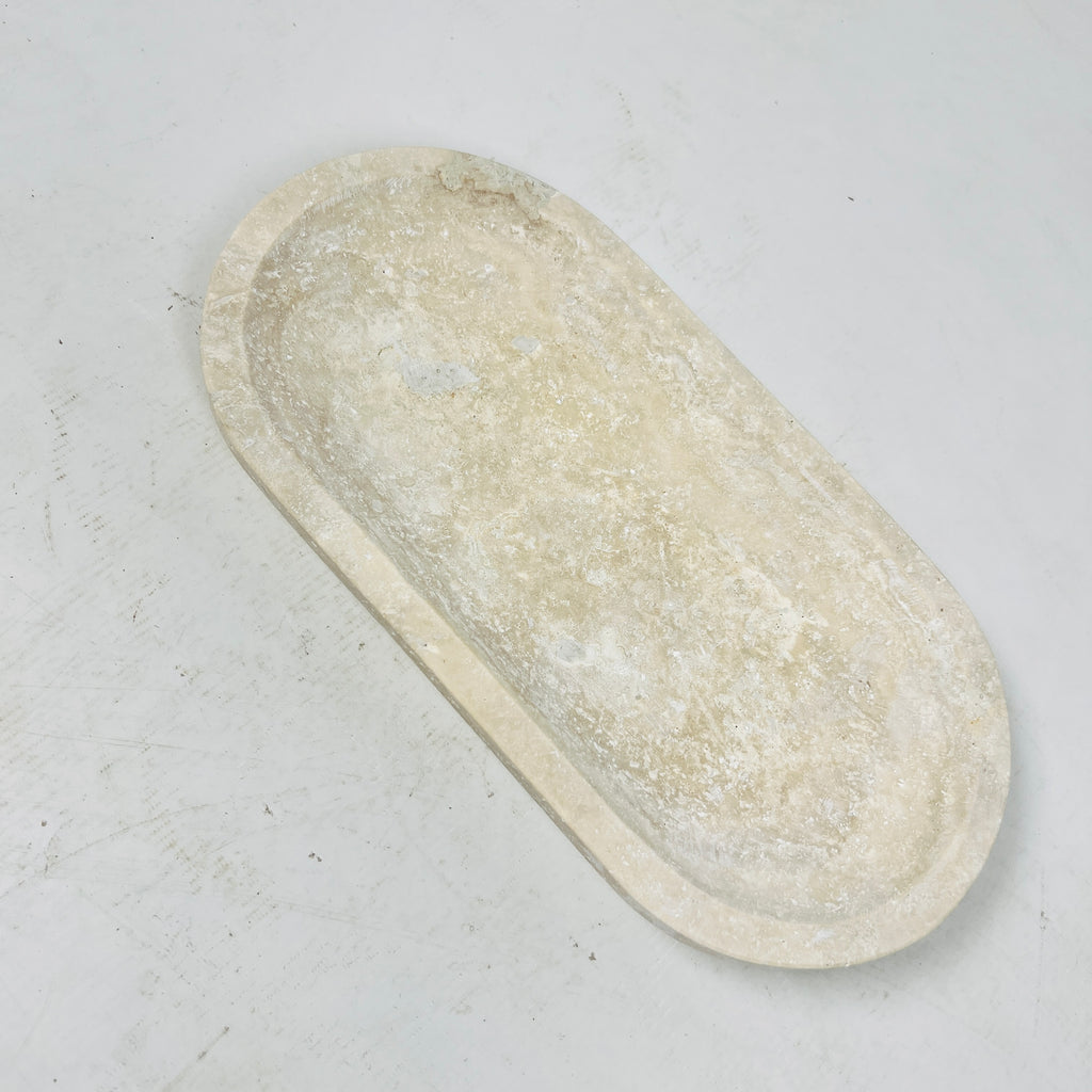 Travertine Oval Stroked Tray