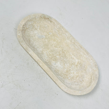 Travertine Oval Stroked Tray