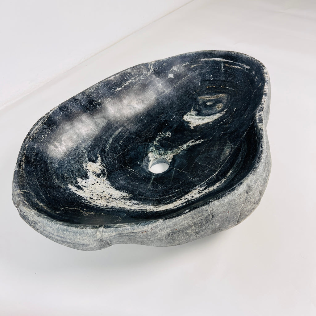 Black With White Splotches River Stone Sink