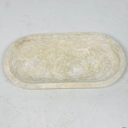 Travertine Oval Stroked Tray