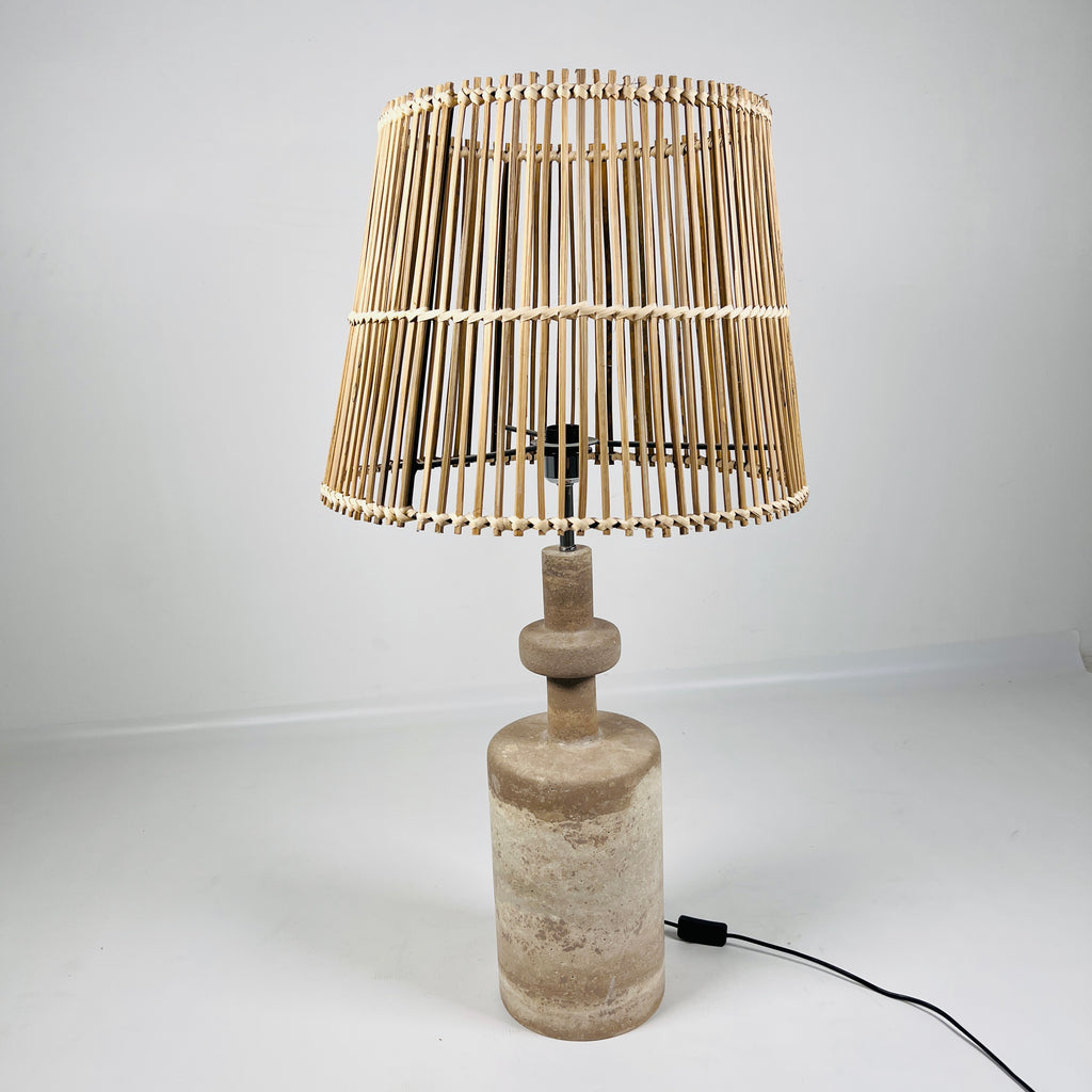 Dual Shaded Bottleneck Travertine Table Lamp