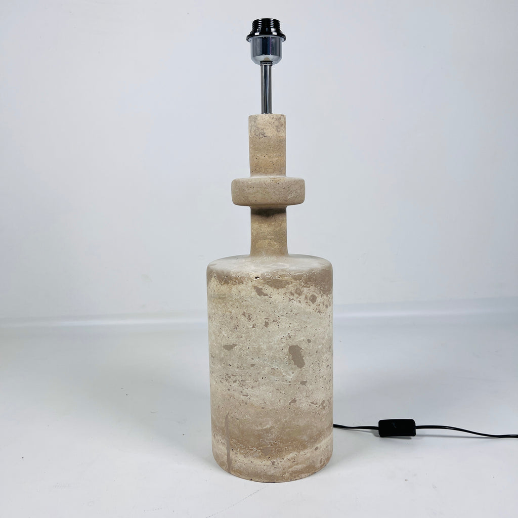 Dual Stroked Bottleneck Travertine Table Lamp