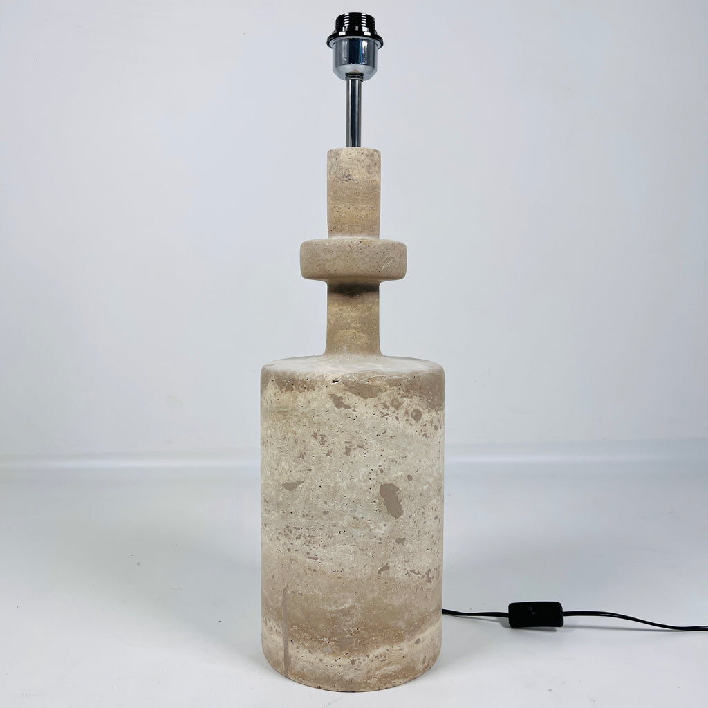 Dual Stroked Bottleneck Travertine Table Lamp