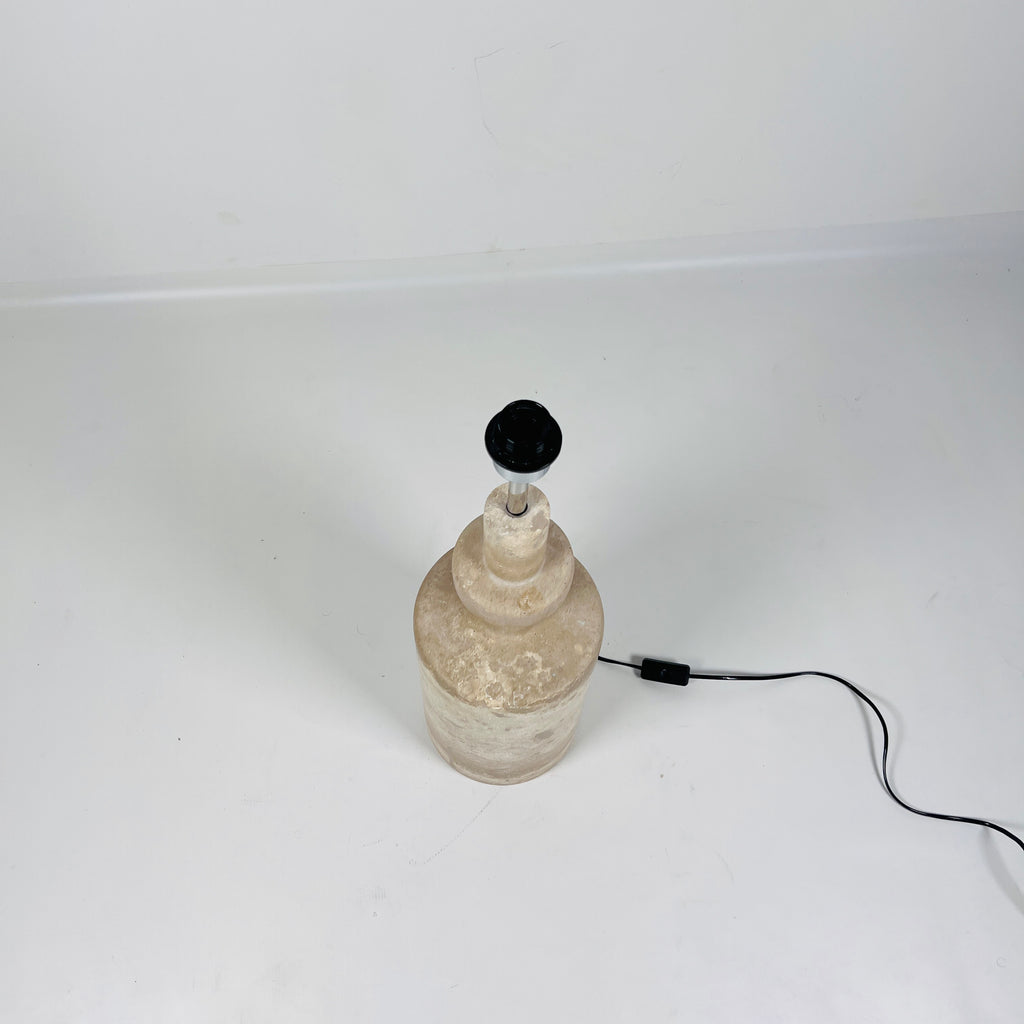 Dual Stroked Bottleneck Travertine Table Lamp