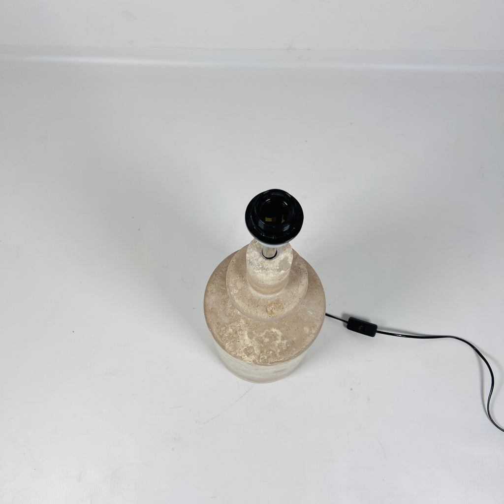 Dual Stroked Bottleneck Travertine Table Lamp