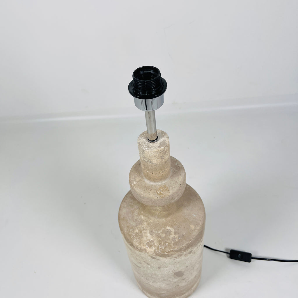 Dual Stroked Bottleneck Travertine Table Lamp