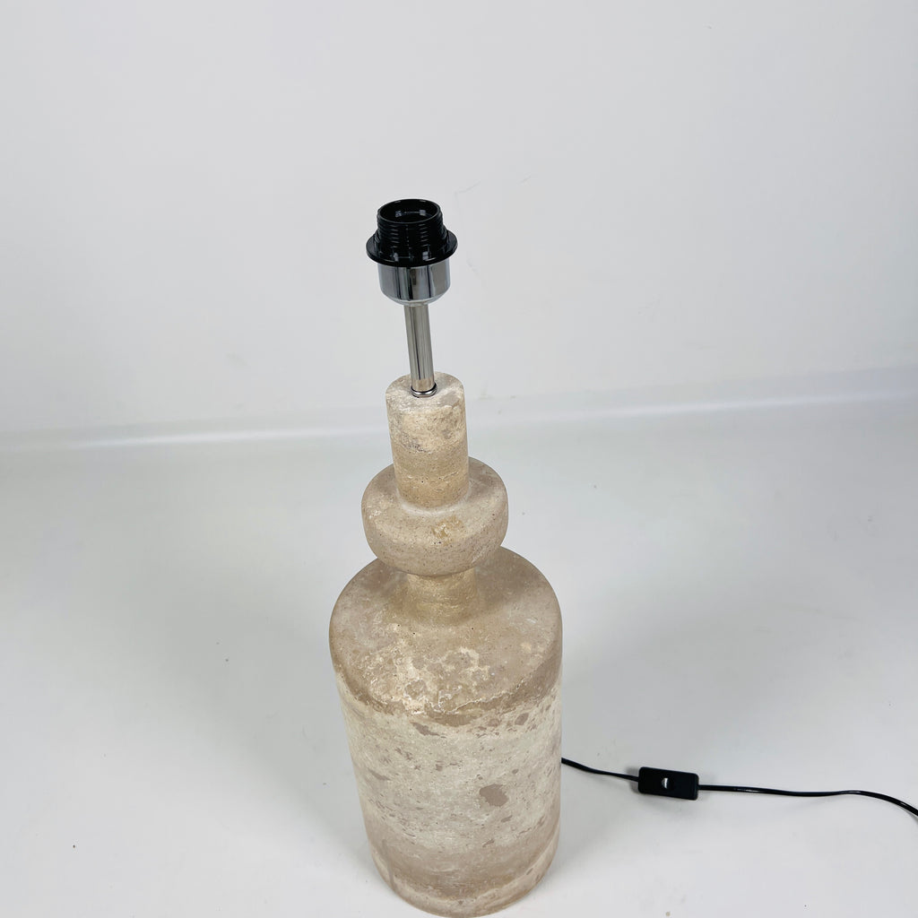 Dual Stroked Bottleneck Travertine Table Lamp