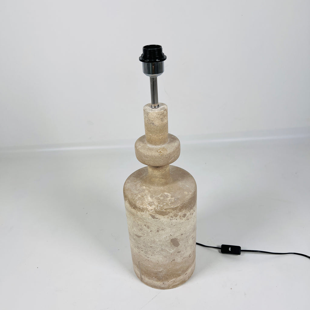 Dual Stroked Bottleneck Travertine Table Lamp