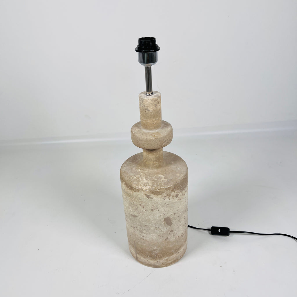 Dual Stroked Bottleneck Travertine Table Lamp