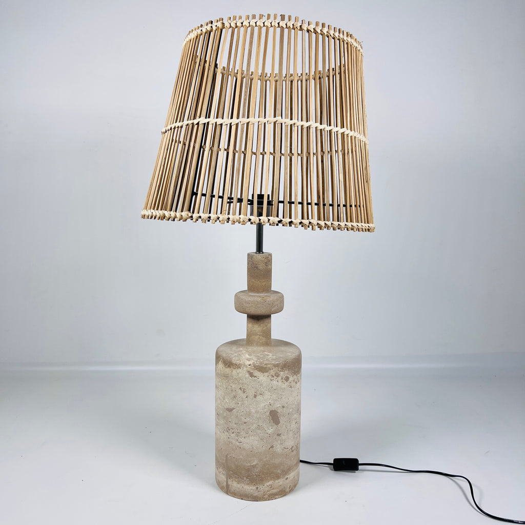 Dual Stroked Bottleneck Travertine Table Lamp