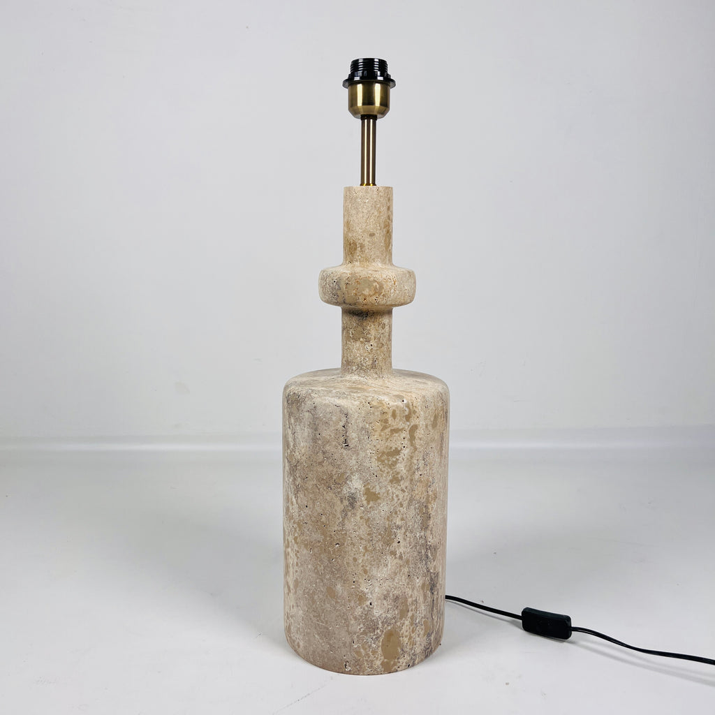 Textured Bottleneck Travertine Table Lamp