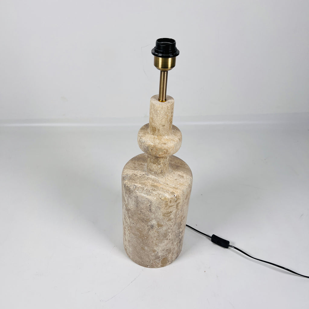 Textured Bottleneck Travertine Table Lamp