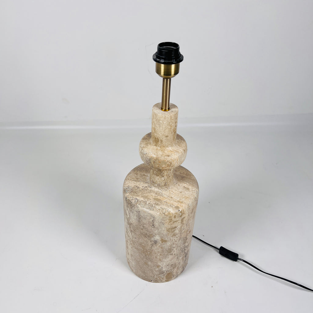 Textured Bottleneck Travertine Table Lamp