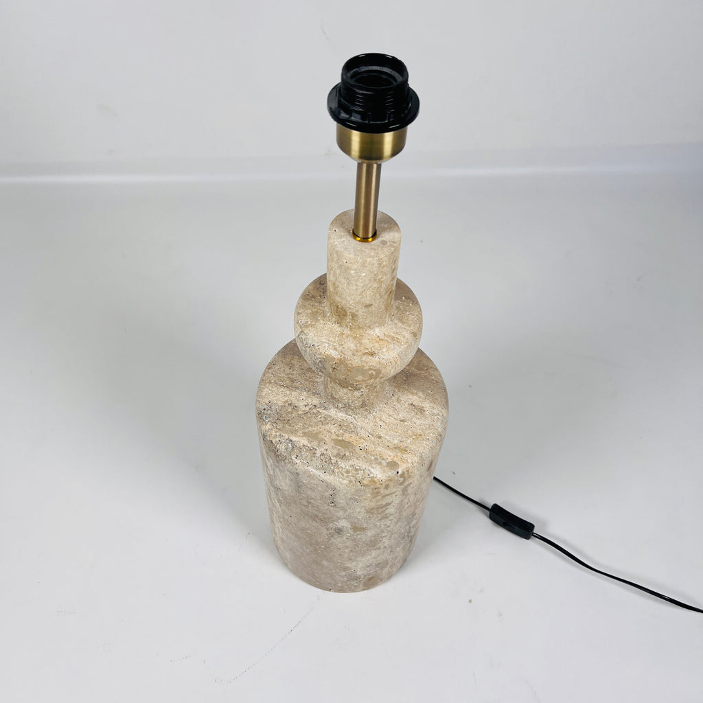 Textured Bottleneck Travertine Table Lamp