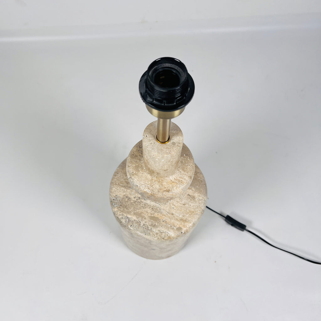 Textured Bottleneck Travertine Table Lamp