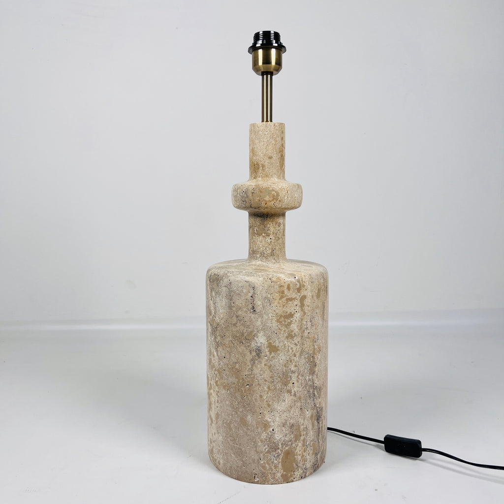 Textured Bottleneck Travertine Table Lamp