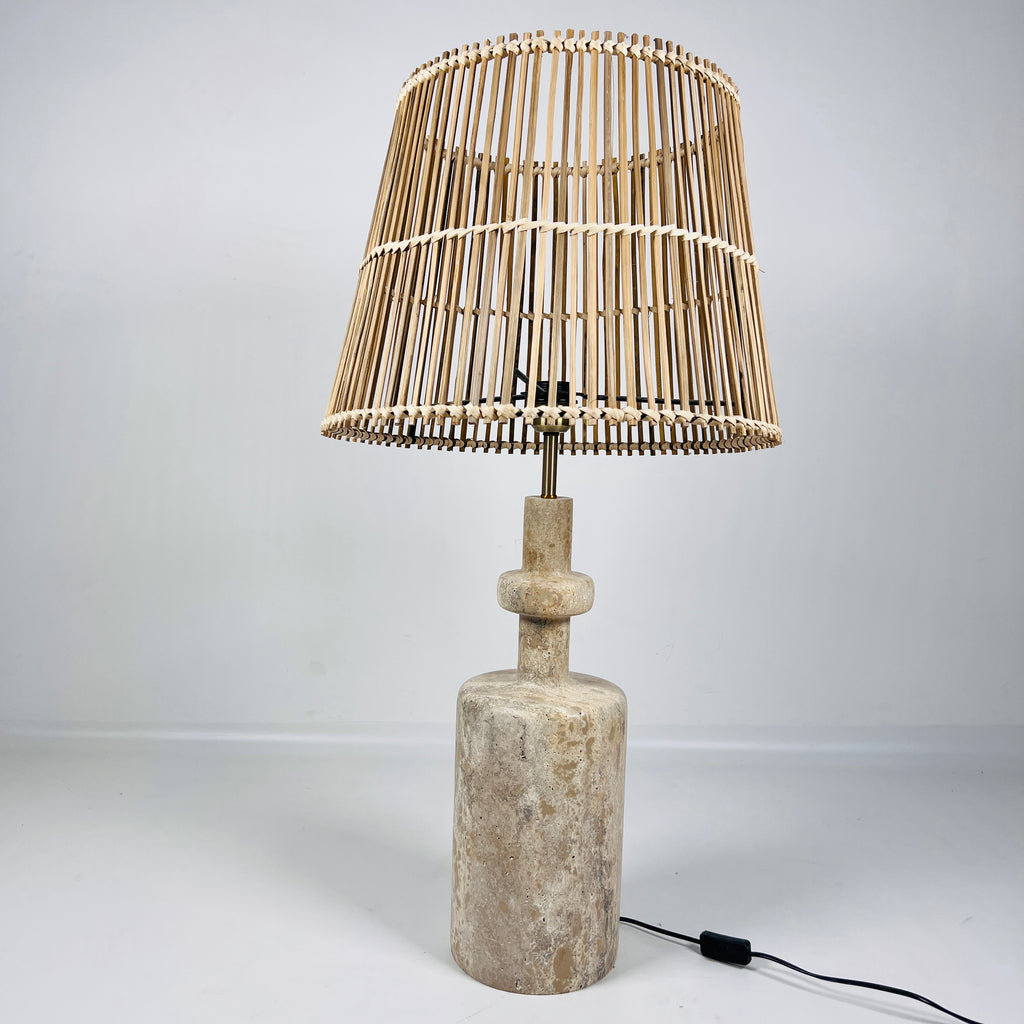 Textured Bottleneck Travertine Table Lamp