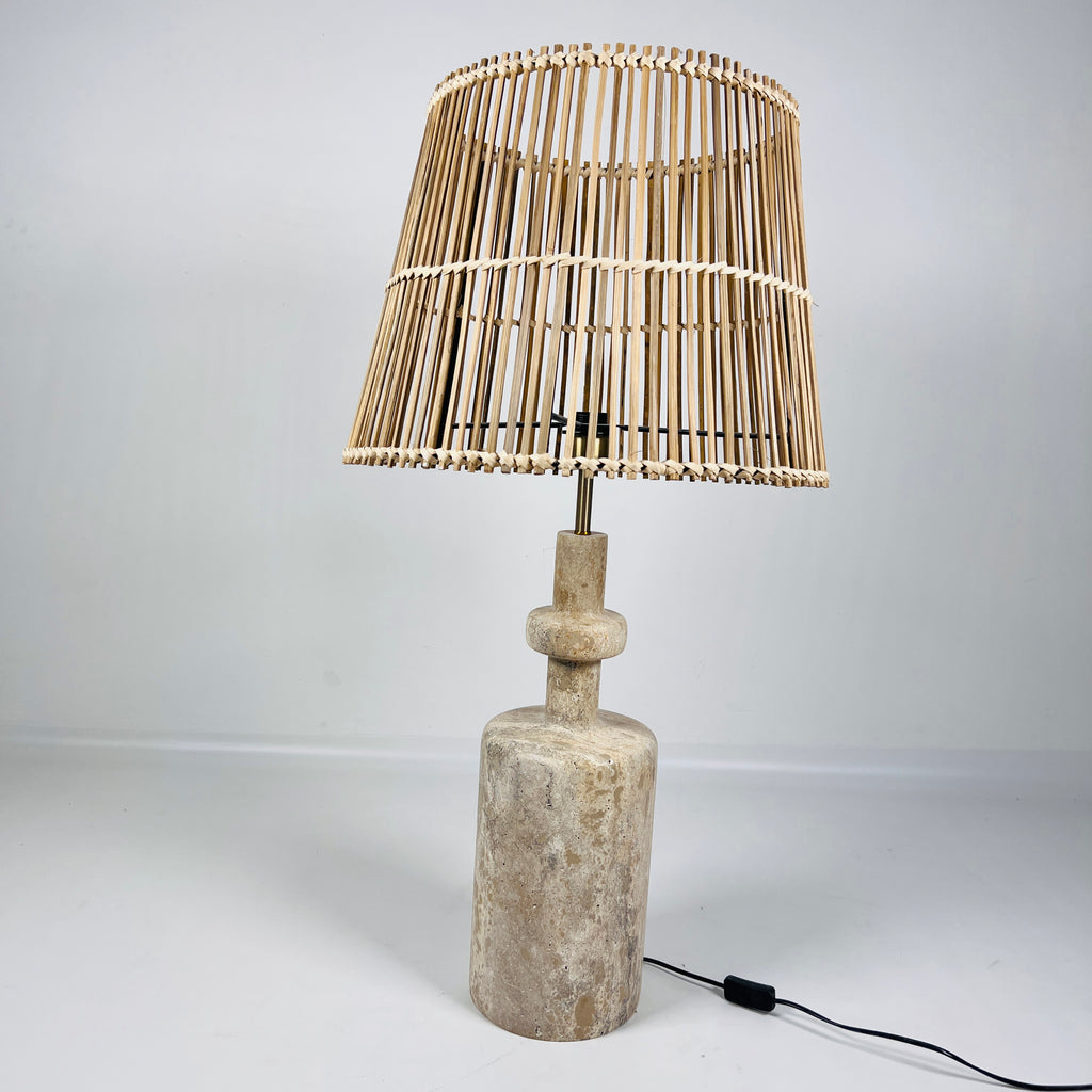 Textured Bottleneck Travertine Table Lamp