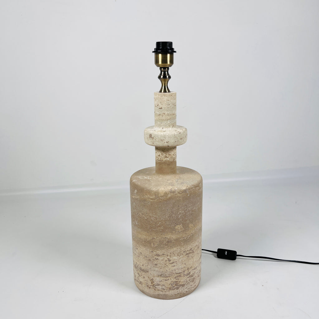 Rugged Travertine Bottleneck Table Lamp