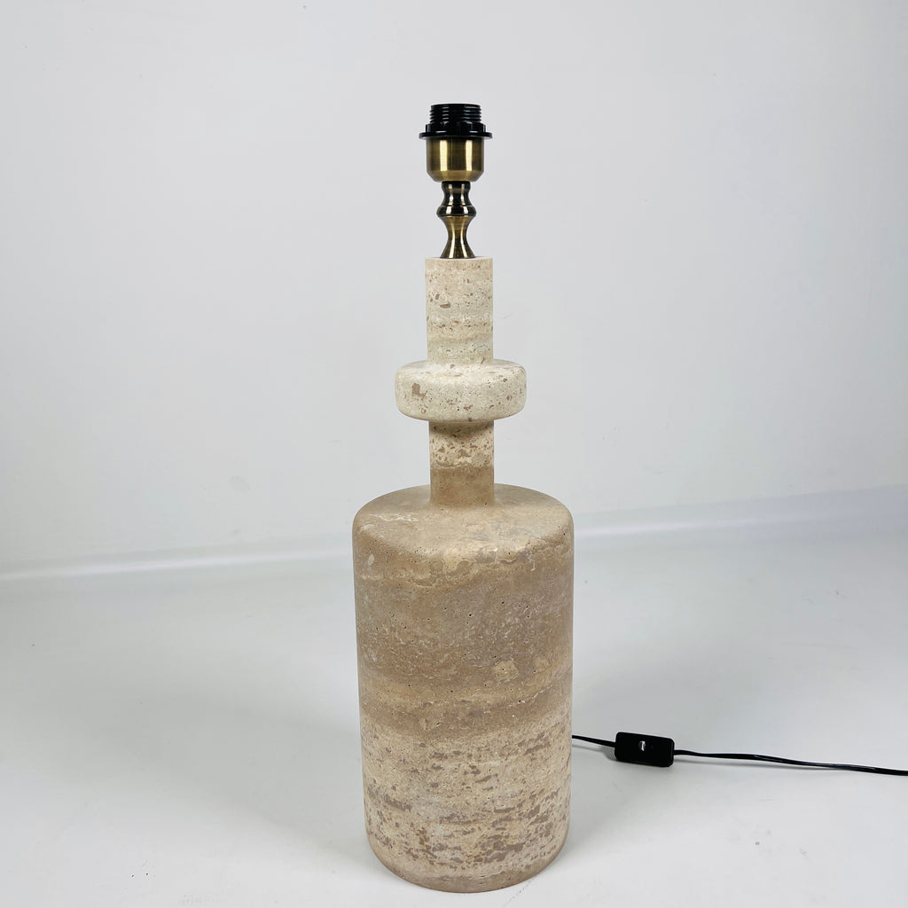 Rugged Travertine Bottleneck Table Lamp