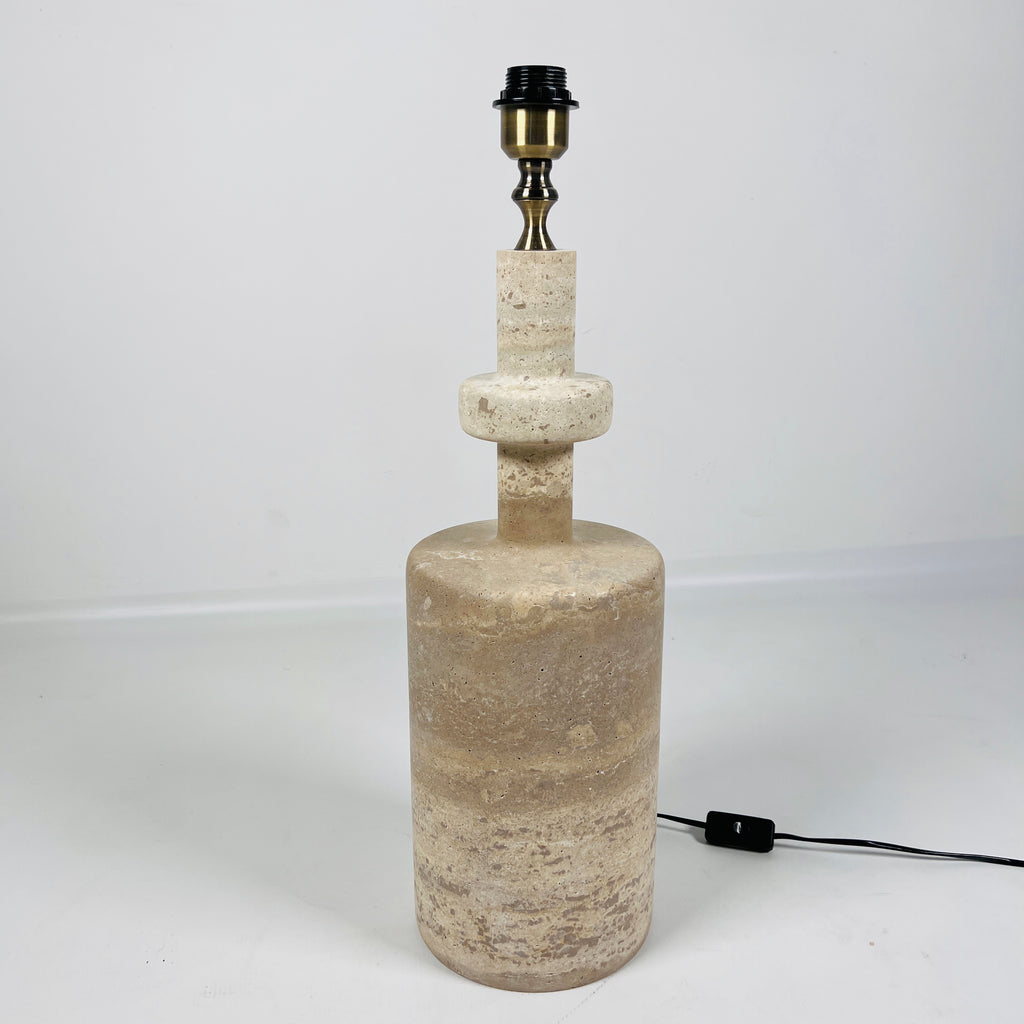 Rugged Travertine Bottleneck Table Lamp