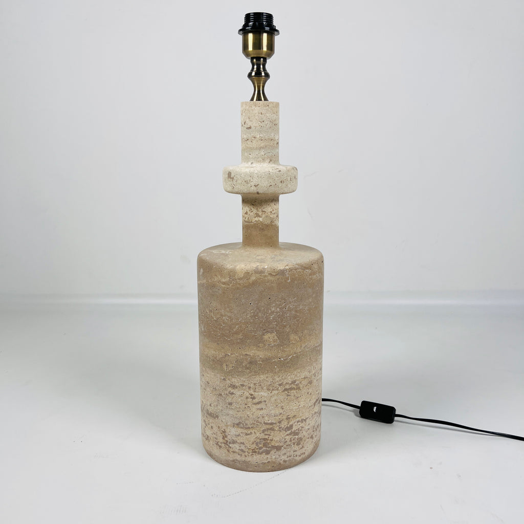 Rugged Travertine Bottleneck Table Lamp