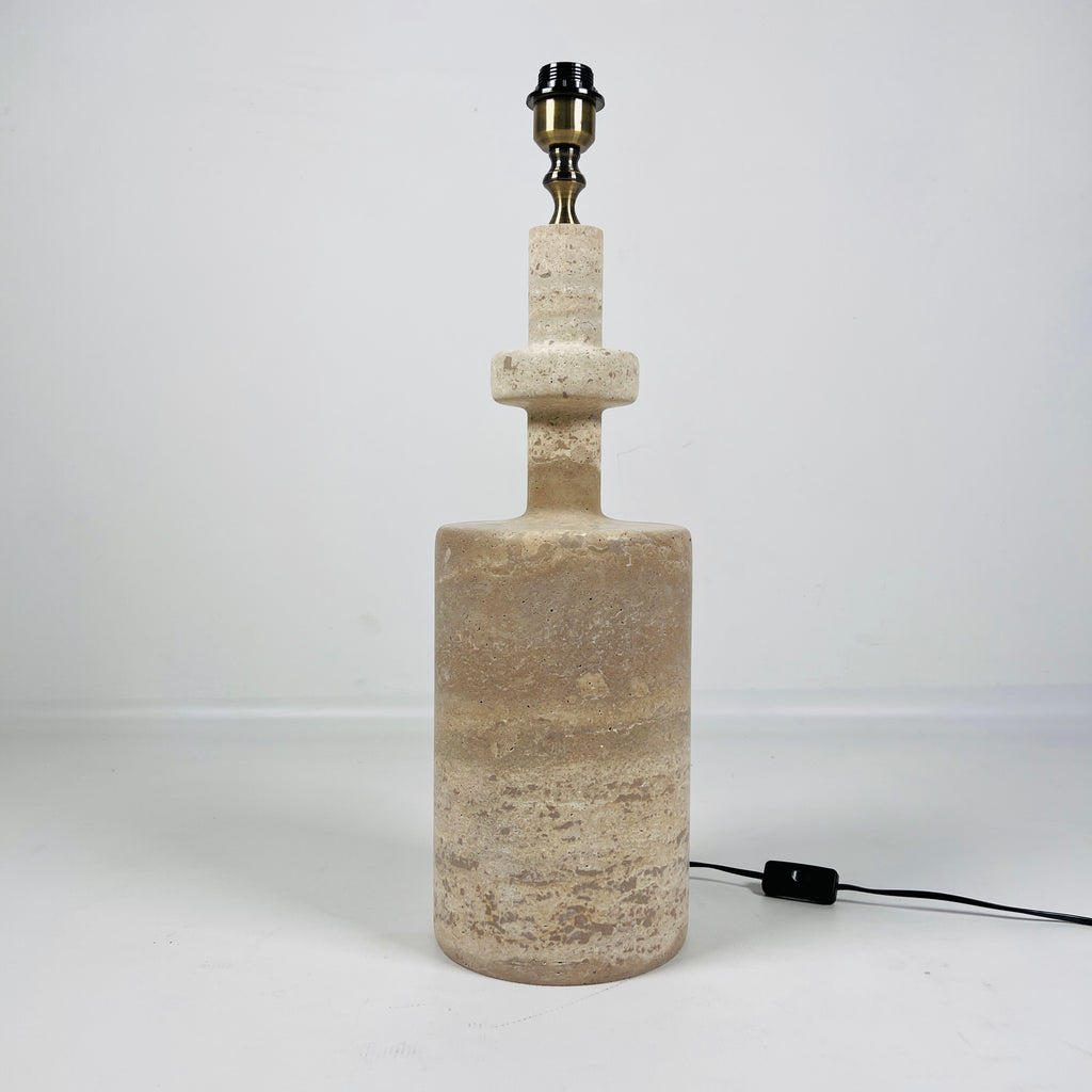 Rugged Travertine Bottleneck Table Lamp