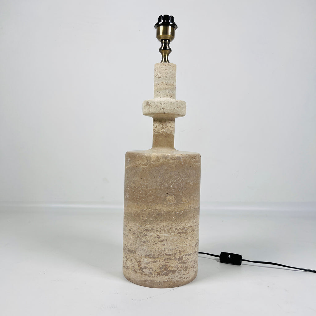 Rugged Travertine Bottleneck Table Lamp