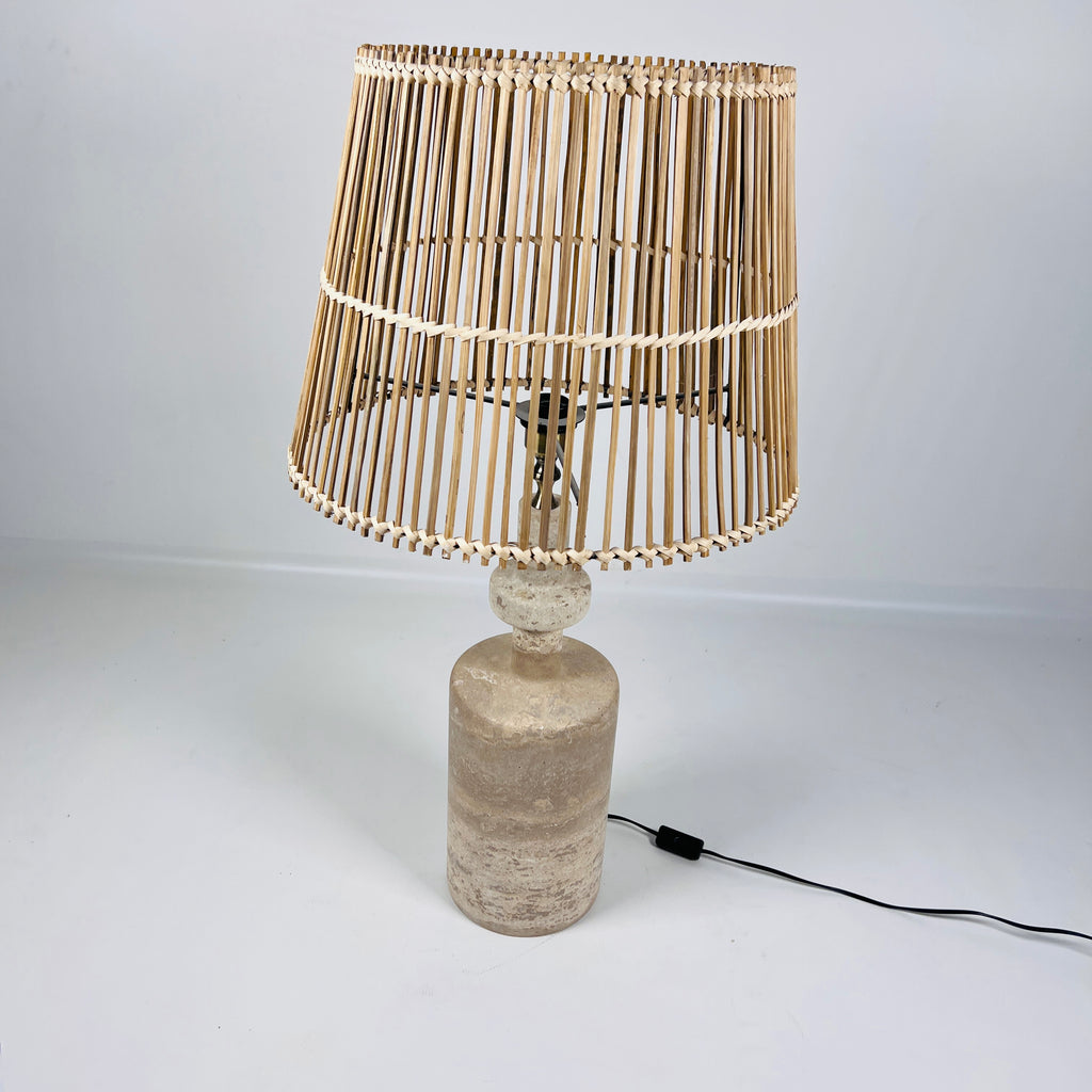 Rugged Travertine Bottleneck Table Lamp