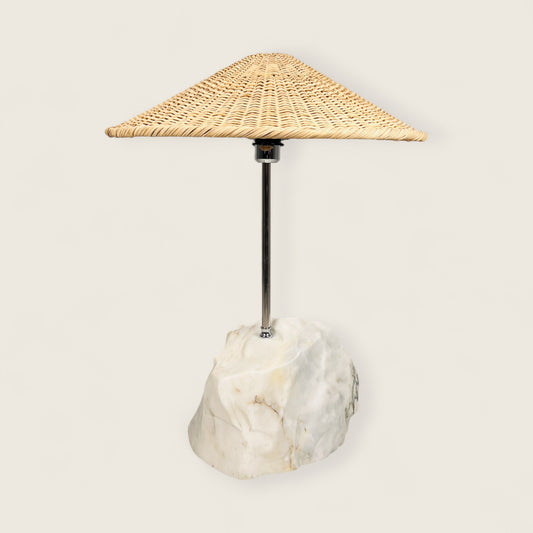Wide Stone Base Lamp - Gray Commando