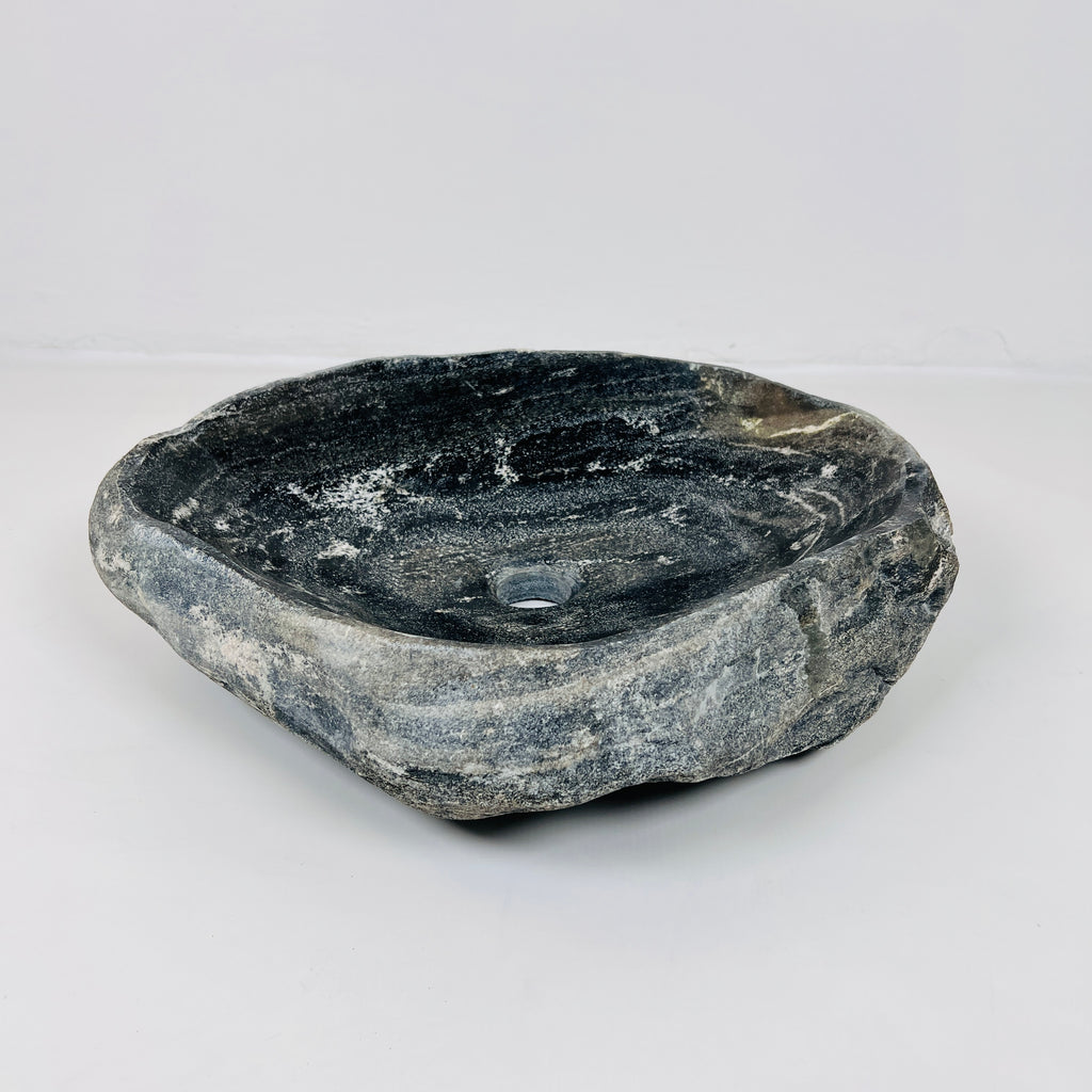 Splashed Midnight Black River Stone Sink