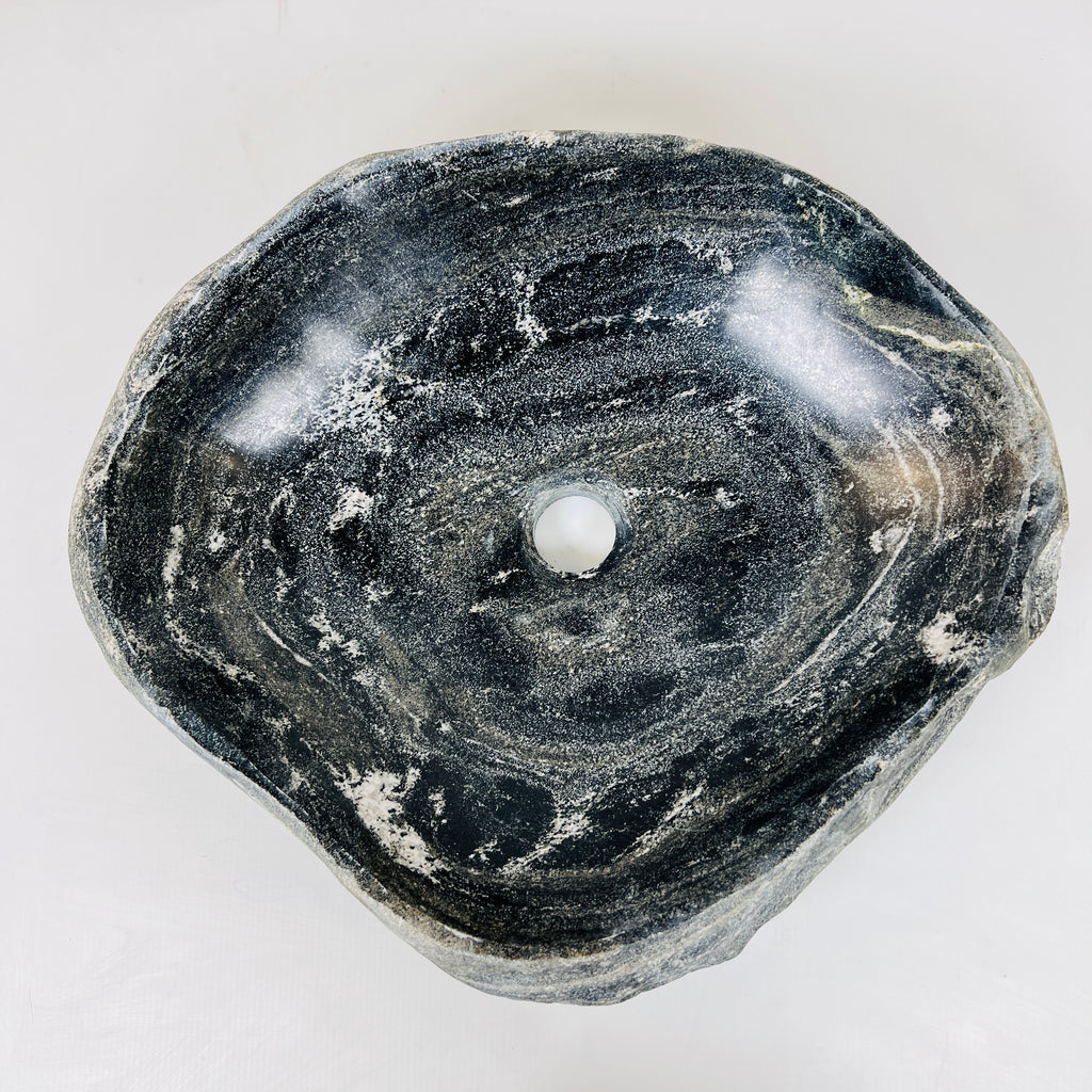 Splashed Midnight Black River Stone Sink